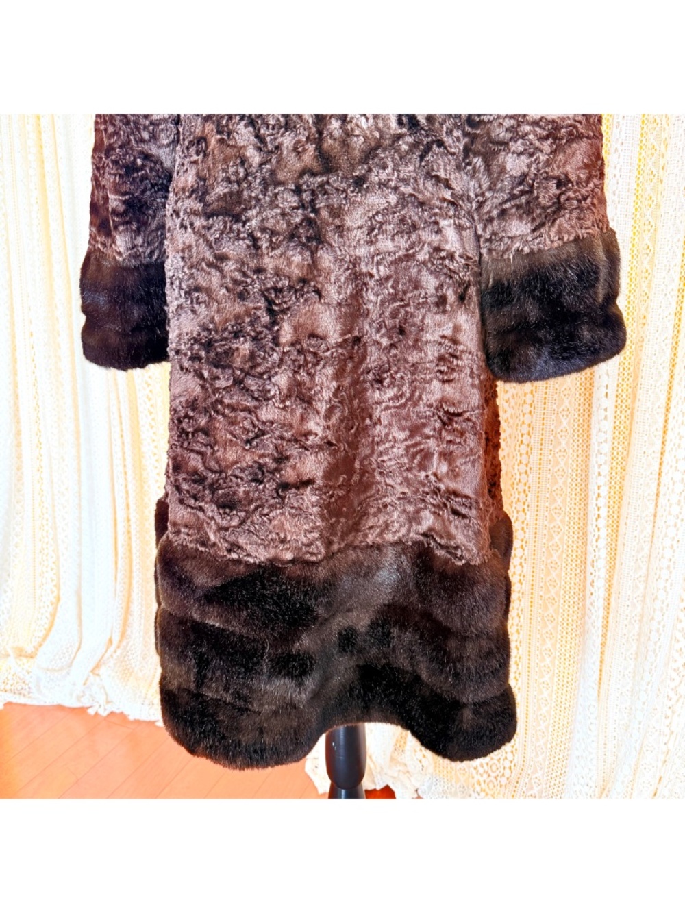 VTG 70s MCM Penny Lane Brown Faux Fur Mouton Mobwife Mod Hippie Bohemian Coat S - Picture 14 of 17